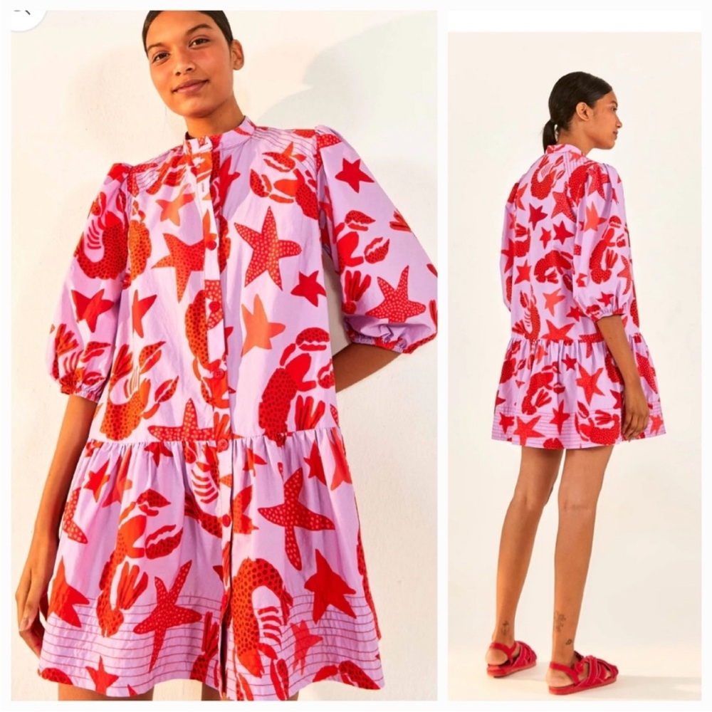 FARM Rio Red and Pink Starfish Dress